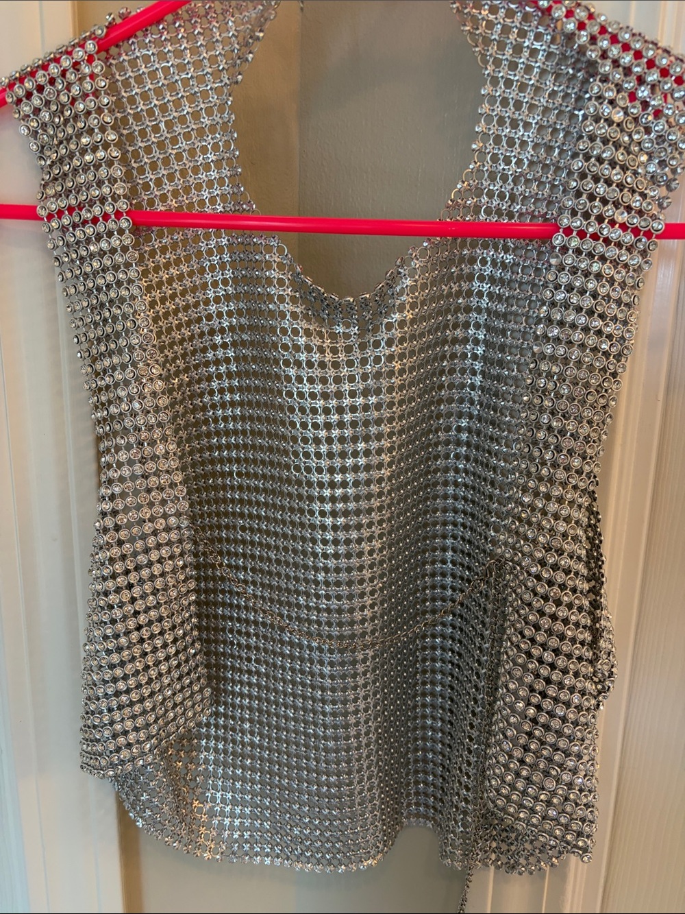 12th Tribe Metallic Silver Mesh Crop Top - Picture 8 of 12